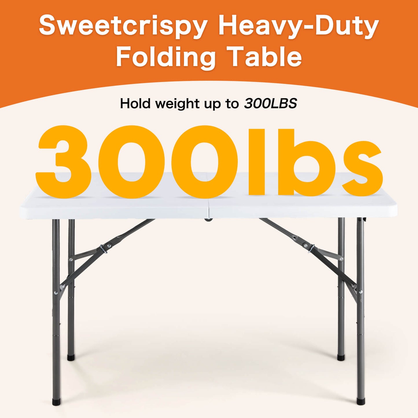 Outdoor Indoor Portable Folding Table, Heavy Duty Foldable Table, Carrying Handle for Camping Picnic