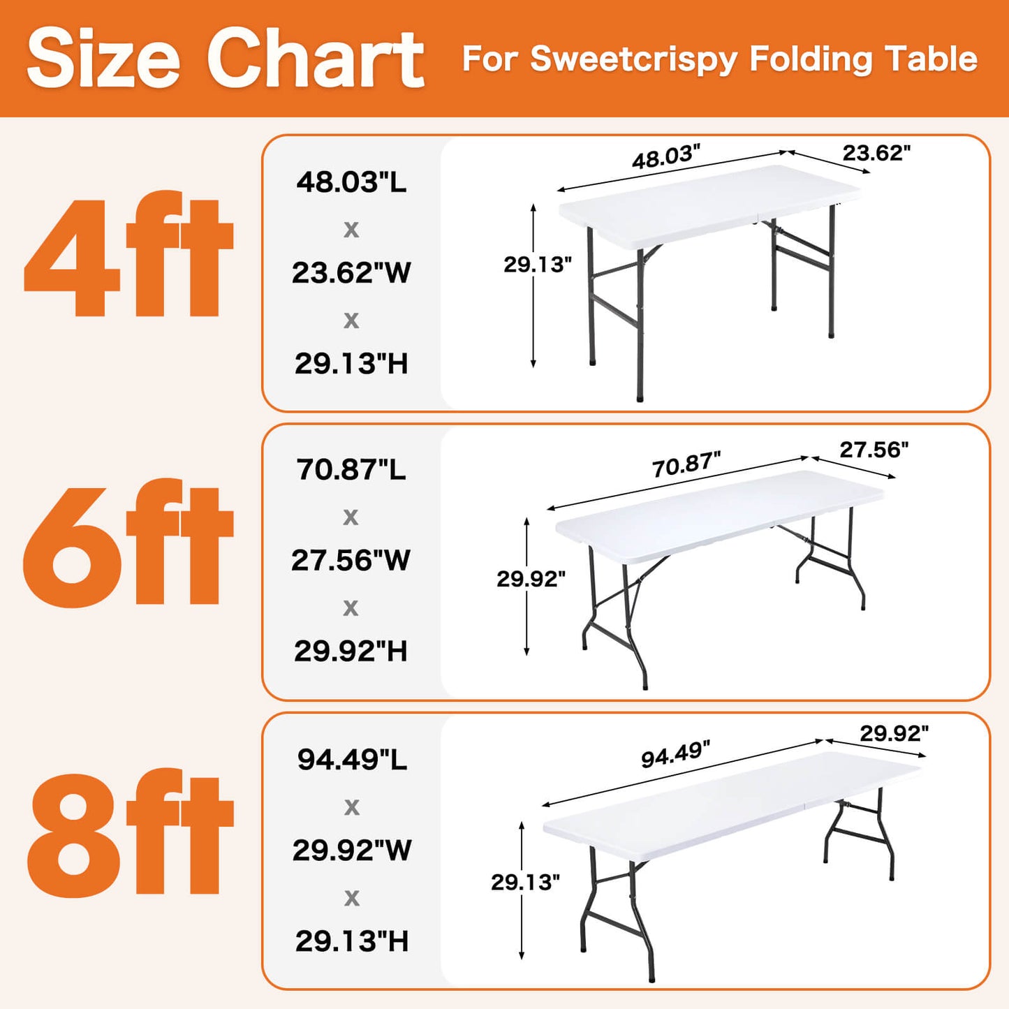 Outdoor Indoor Portable Folding Table, Heavy Duty Foldable Table, Carrying Handle for Camping Picnic