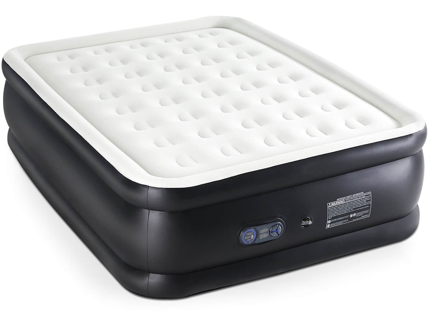 Portable inflatable blow up mattress air bed with built-in high capacity air pump, double height