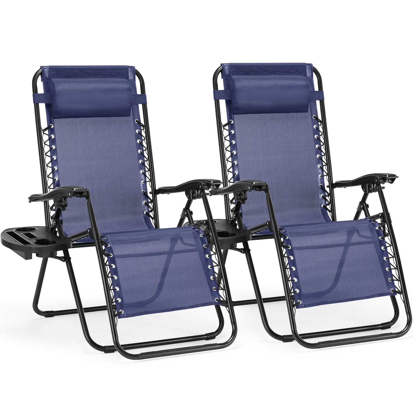 Zero Gravity Chairs - Set of 2 portable recliners with adjustable steel mesh for beach, camping, patio and lawn.