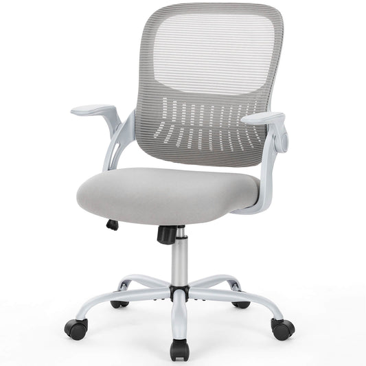 Office Computer Desk Chair-Ergonomic Chair with Wheels, Comfortable Lumbar Support, Comfy Flip-up Arms for Home, Office