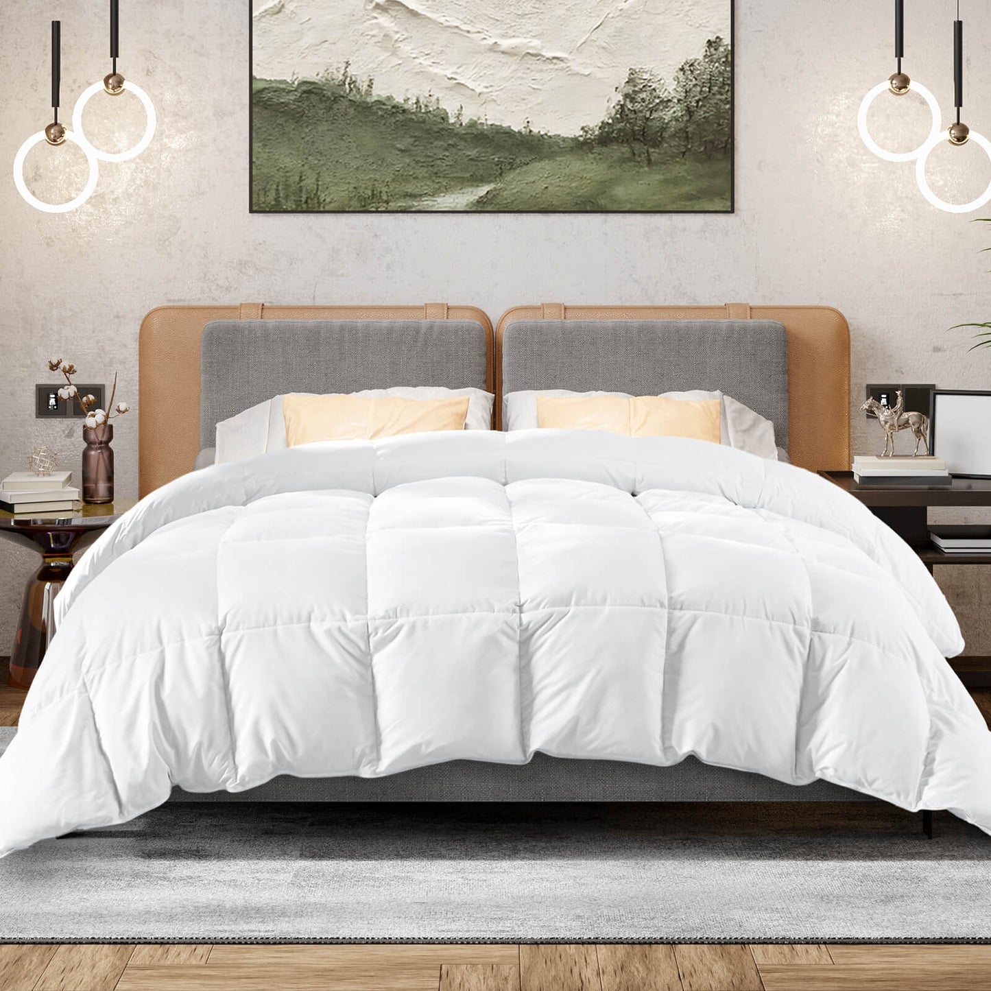 Down Comforter Queen Size, Heavyweight Down Blanket Suitable for Winter