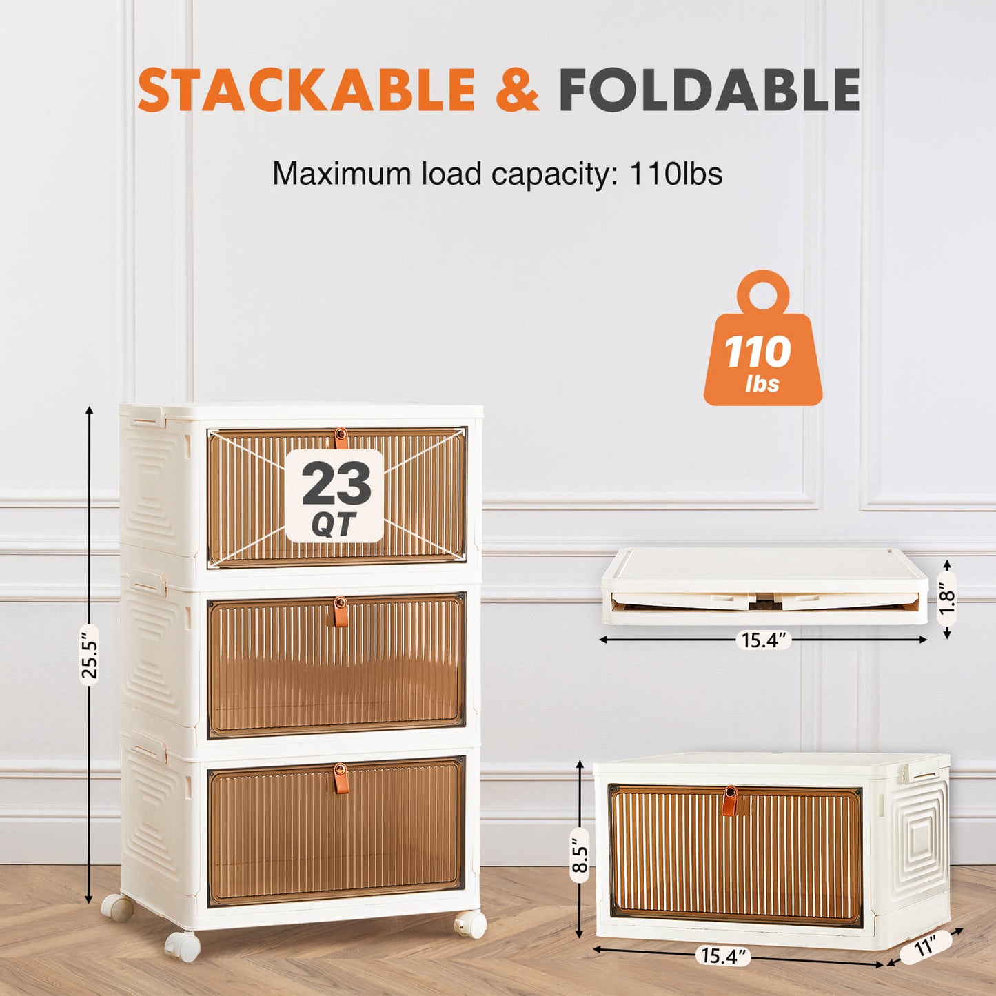 Foldable Organizers, Storage with Lockable Wheels