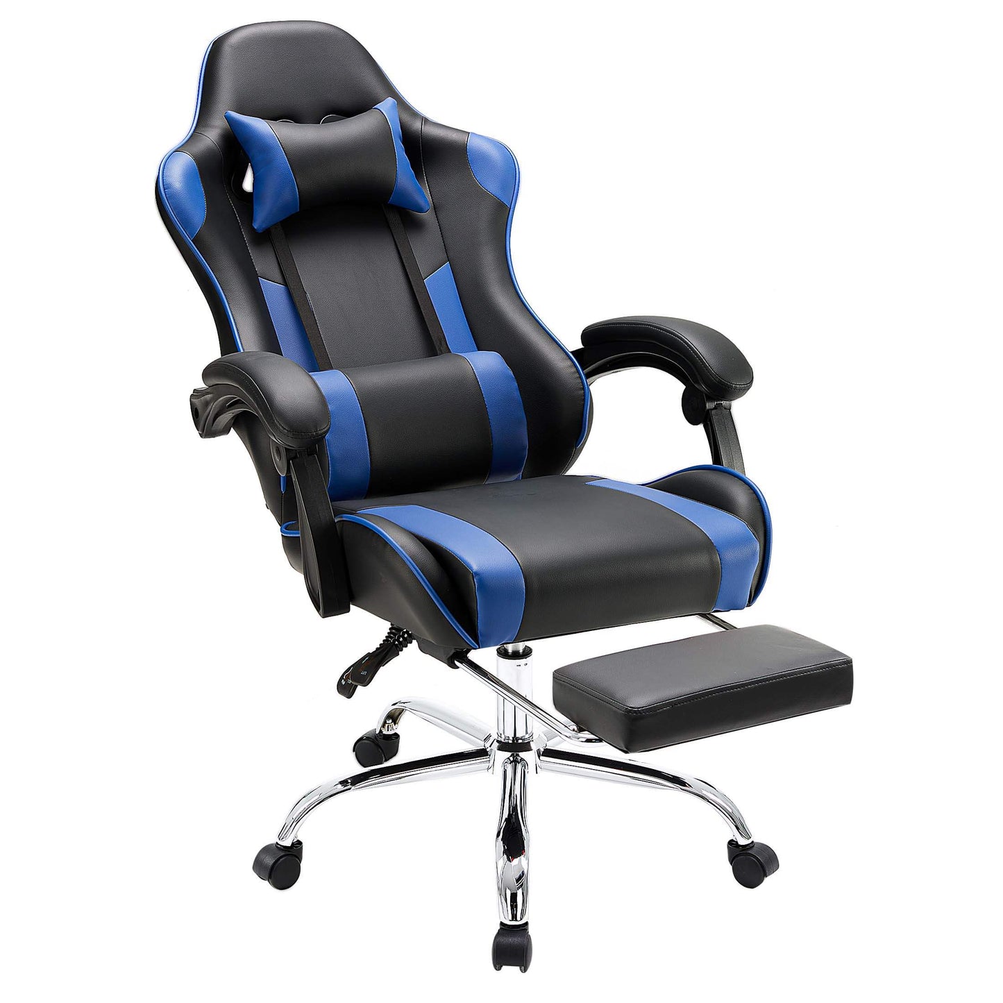 Gaming Chair Ergonomic Office Chair With Foot Rest, Big And Tall Executive Desk Chair With Lumbar Support, Padded Arms, Computer Chair For Home Office, Bedroom