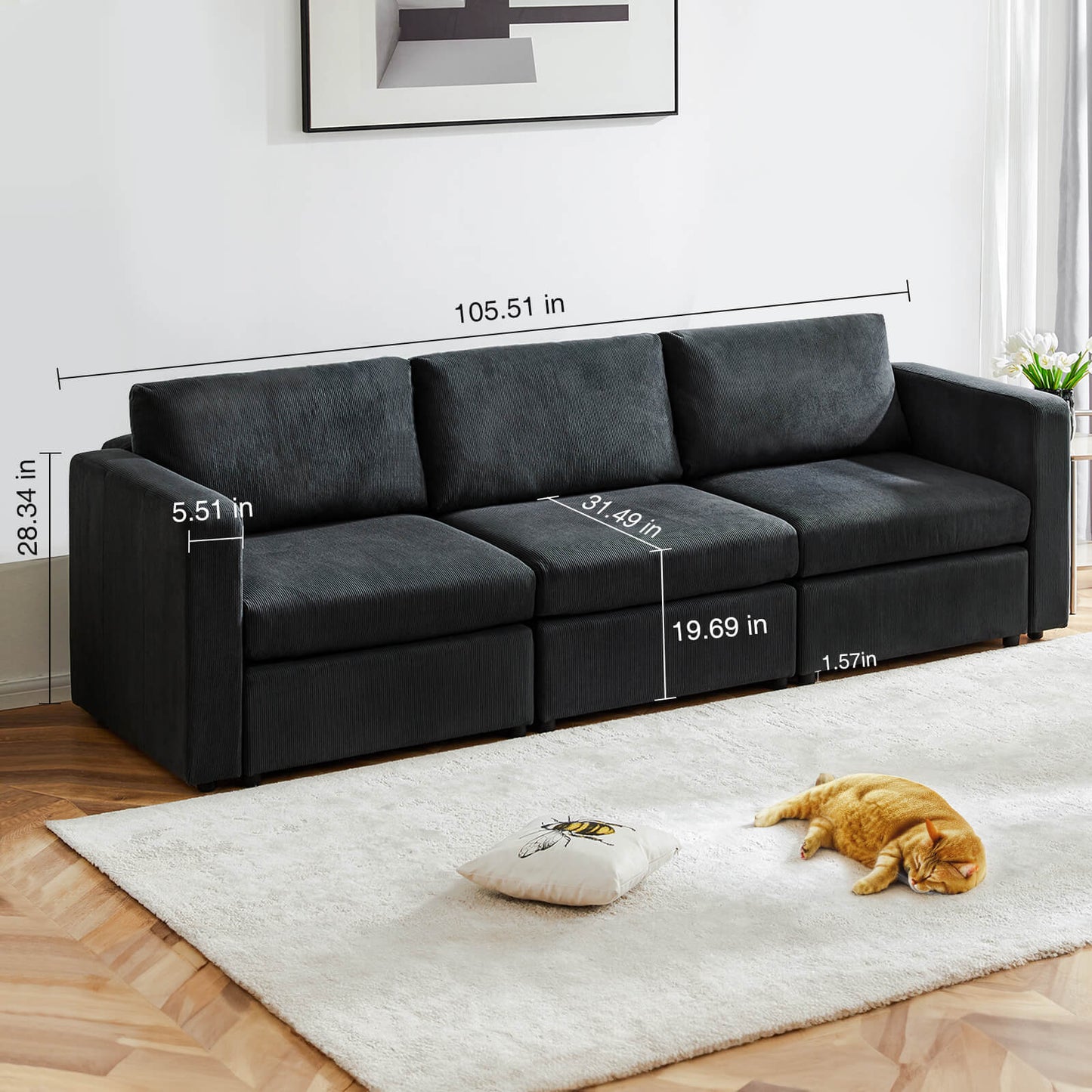 Convertible Sleeper Sofa Bed - Modular Sectional Sofa Set for Living Room, for office, living room, bedroom