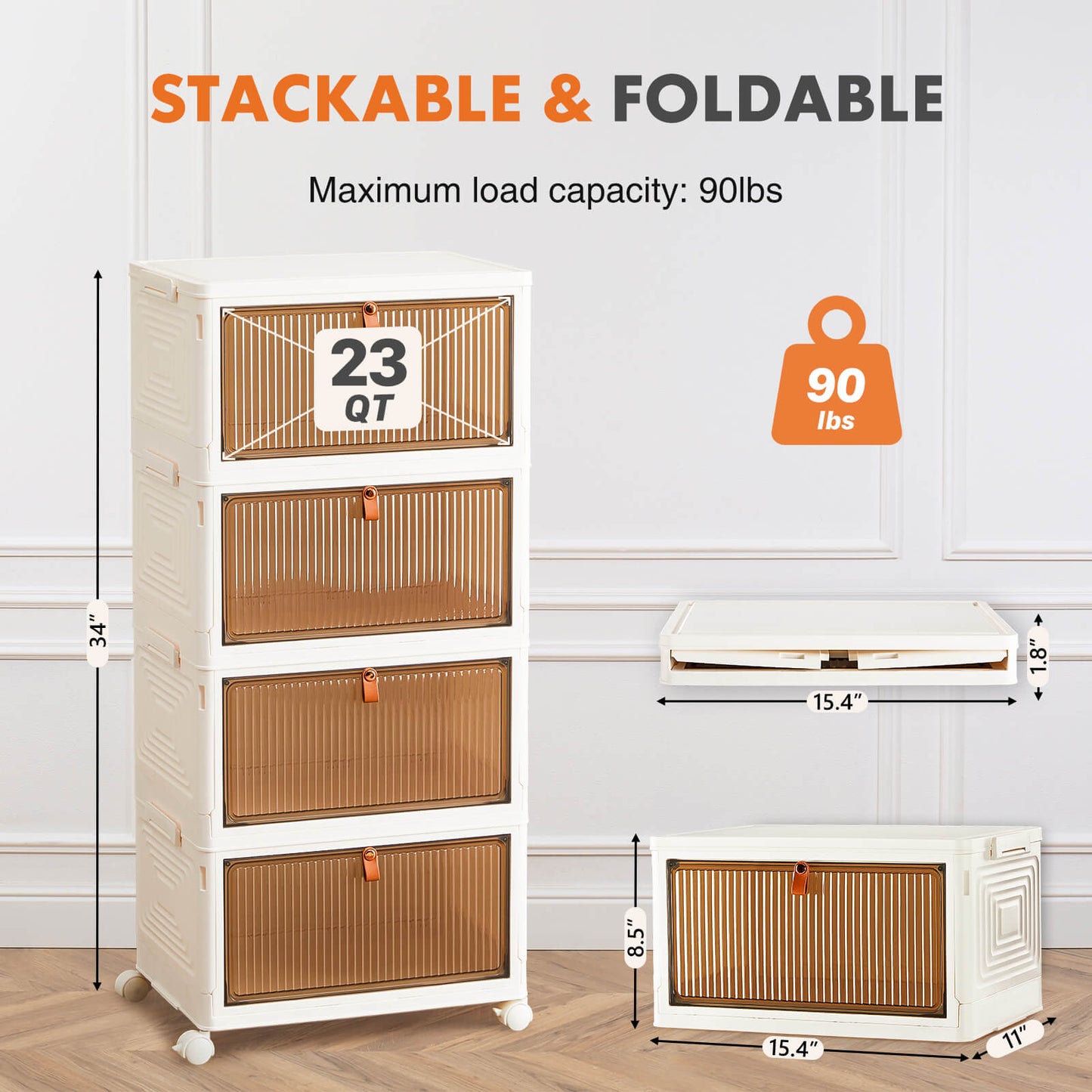 Foldable Organizers, Storage with Lockable Wheels