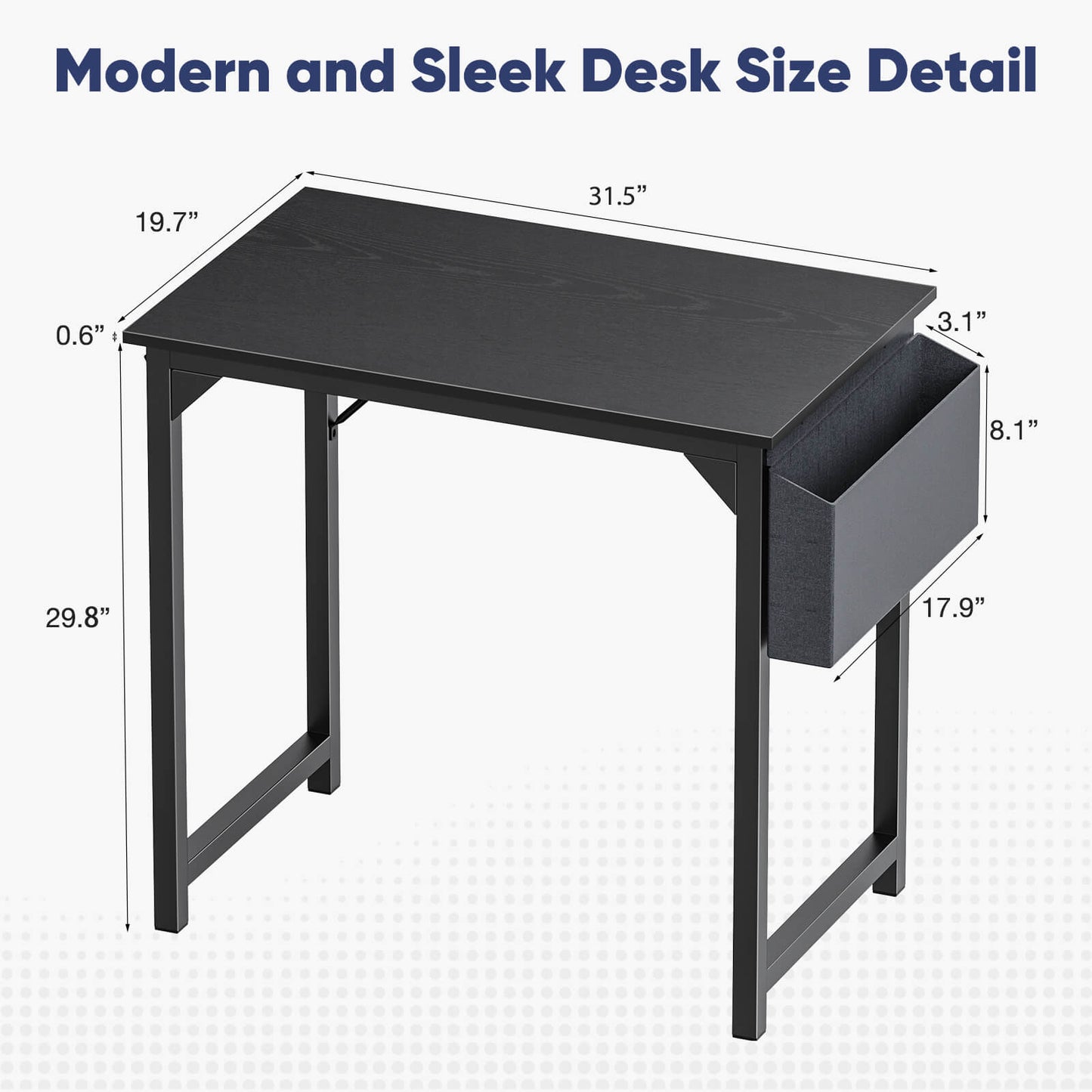 Computer Desk - 32/40/47/55/63 inch Student Kids Study Wooden Desk with Headphone Hook and Storage Bag for Bedroom, Living Room, Study Room