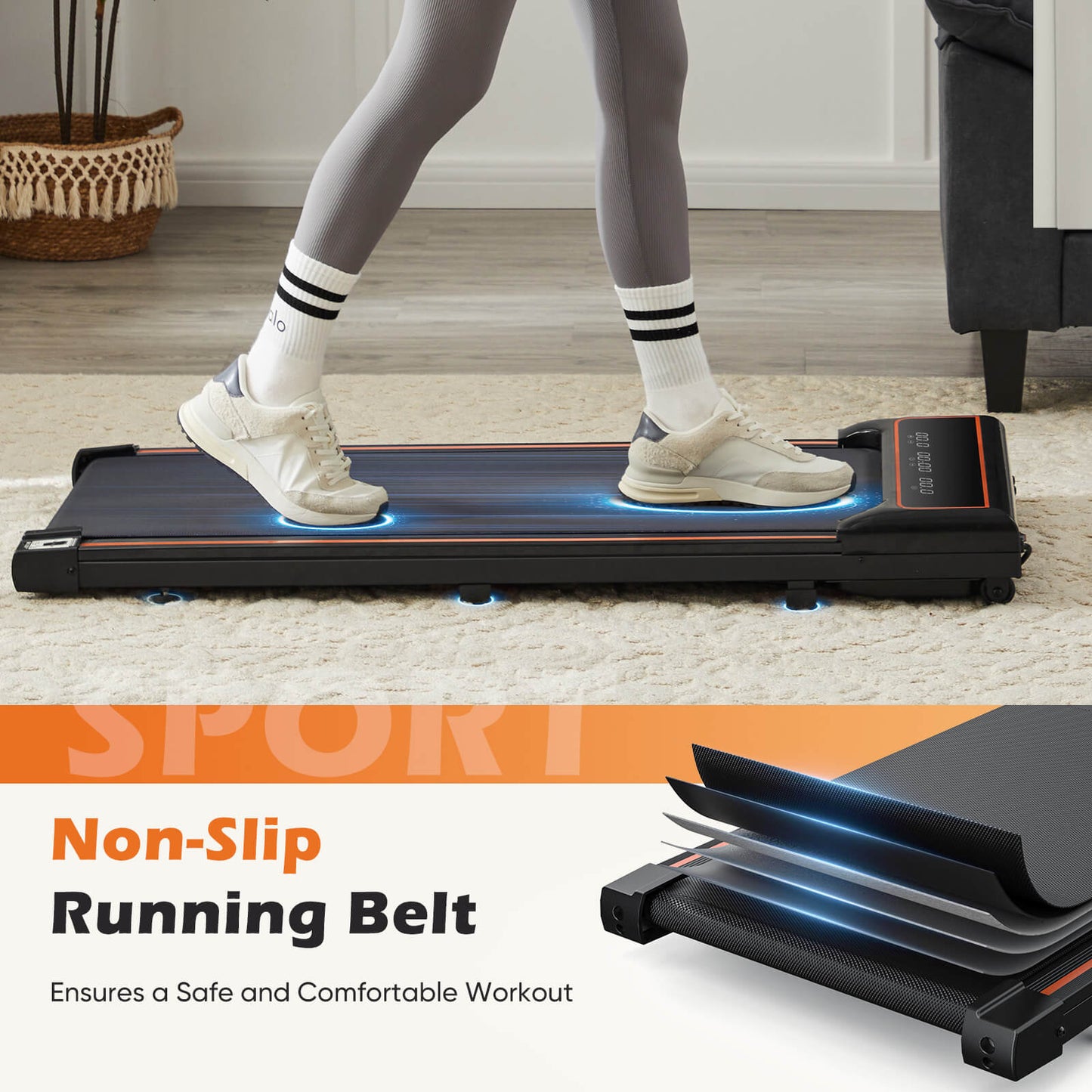 Walking mat treadmill for home and office fitness