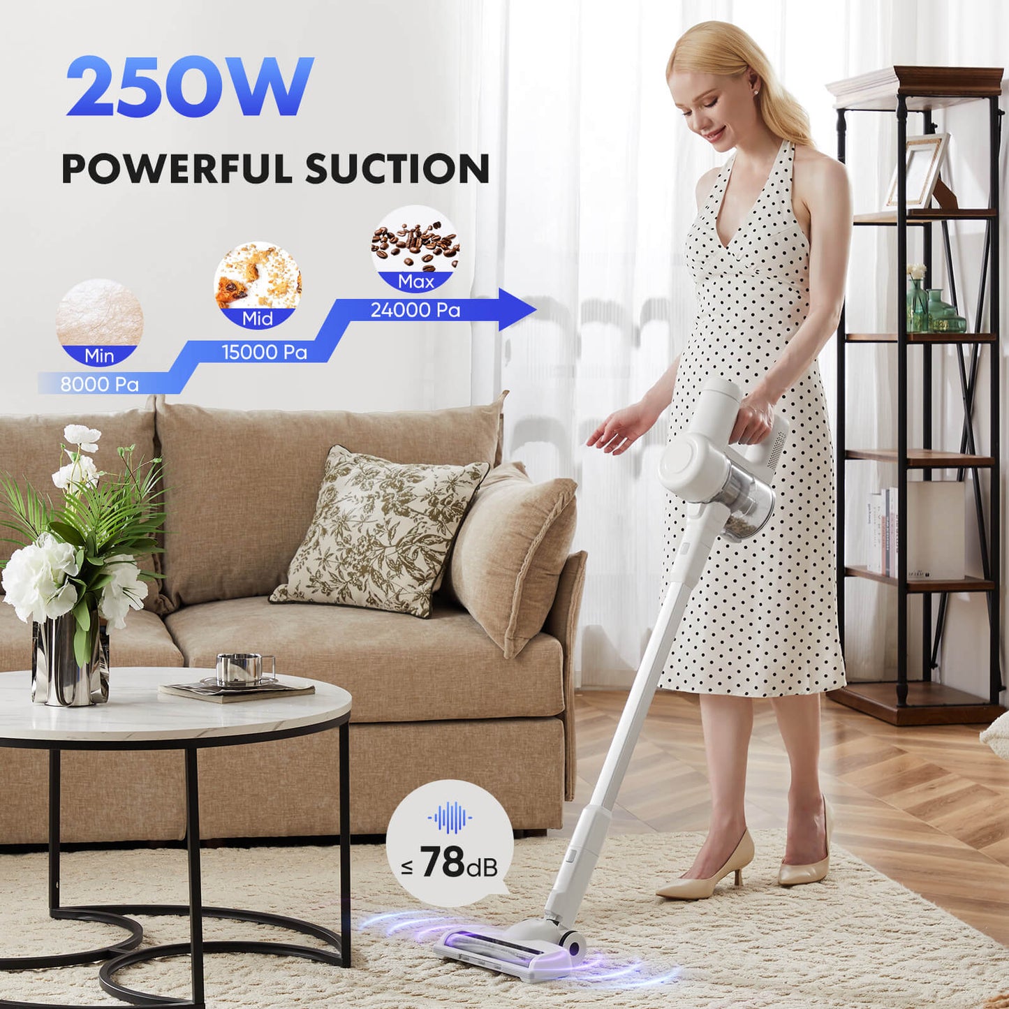 Lightweight Cordless Vacuum Cleaner,  For Home Hard Floor Carpet Pet Hair