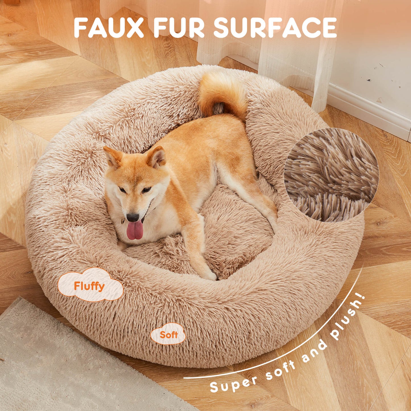 Dog Bed-Soft and Comfortable, Washable, Donut Shape, Multiple Sizes, Suitable for Cats and Dogs and Other Pets