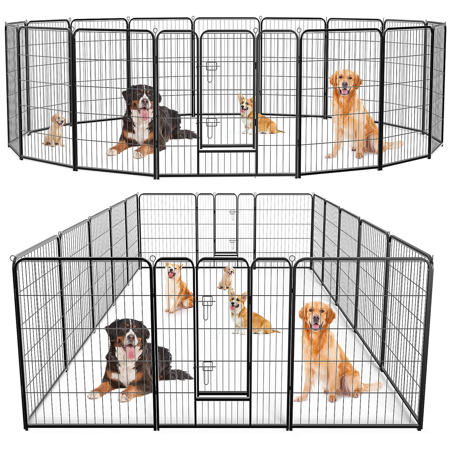 Dog Playpen - Collapsible Portable Pet Pen, High Metal Sport Puppy Pen with Gate for Garden, Patio, RV Camping