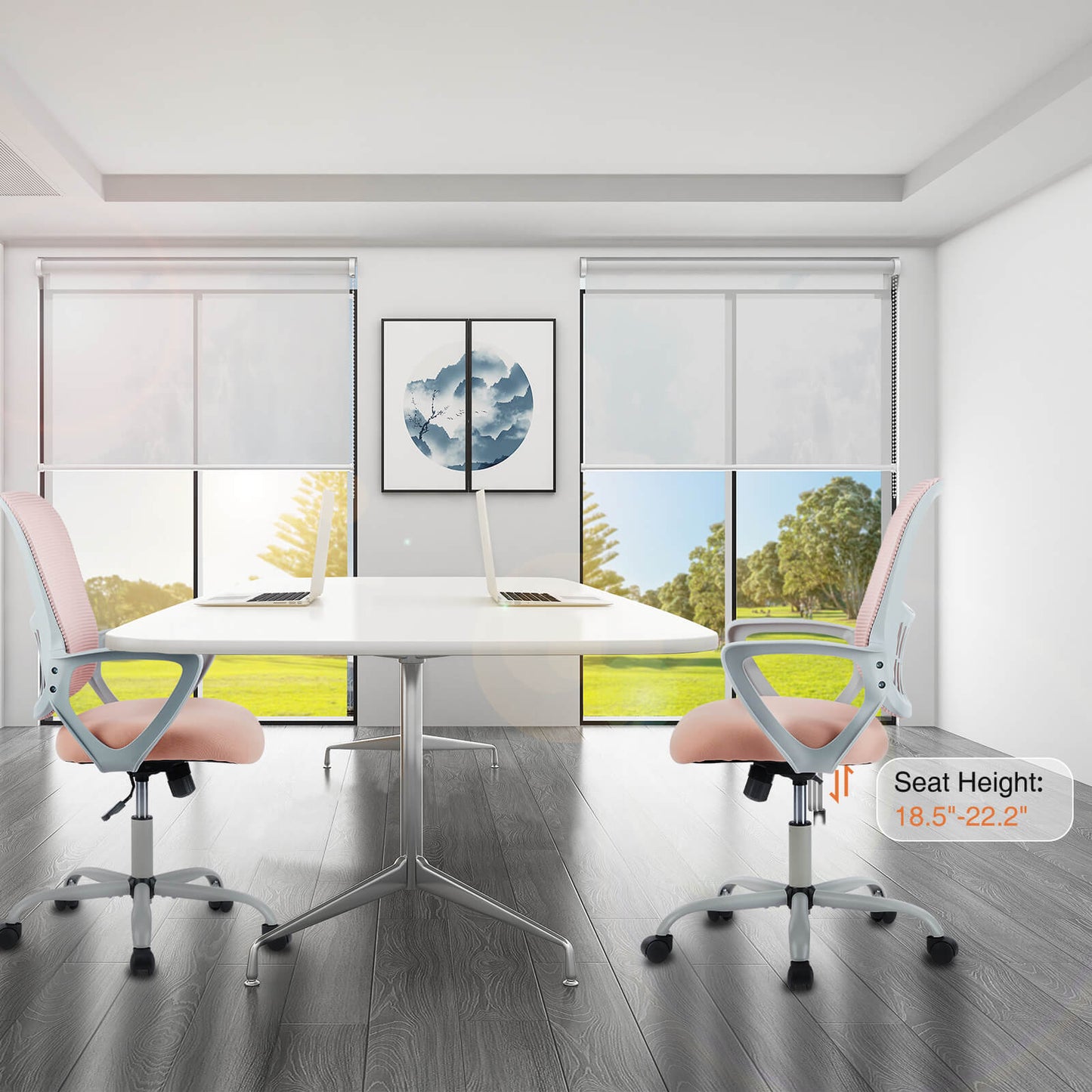 Office chair, ergonomic, adjustable height, with lumbar support and armrests, suitable for home, office.