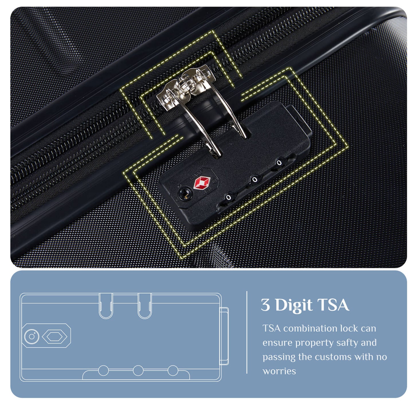 Lightweight Trolley Case - 20/24/28 inches, with TSA lock, portable, for travelling, business trips