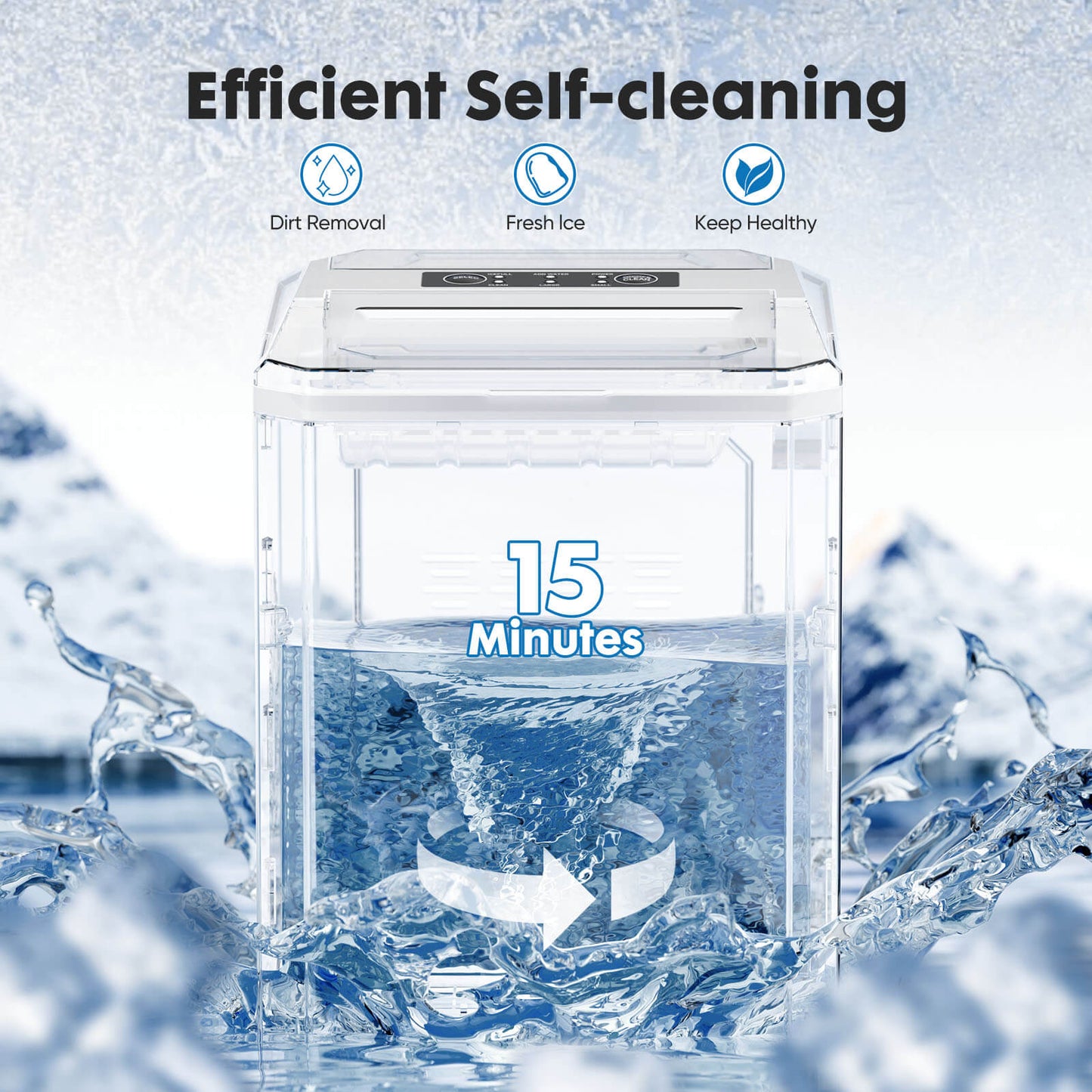 Countertop Ice Maker, Portable Ice Machine Self-Cleaning, 9 Cubes in 6 Mins, for Home Party Office