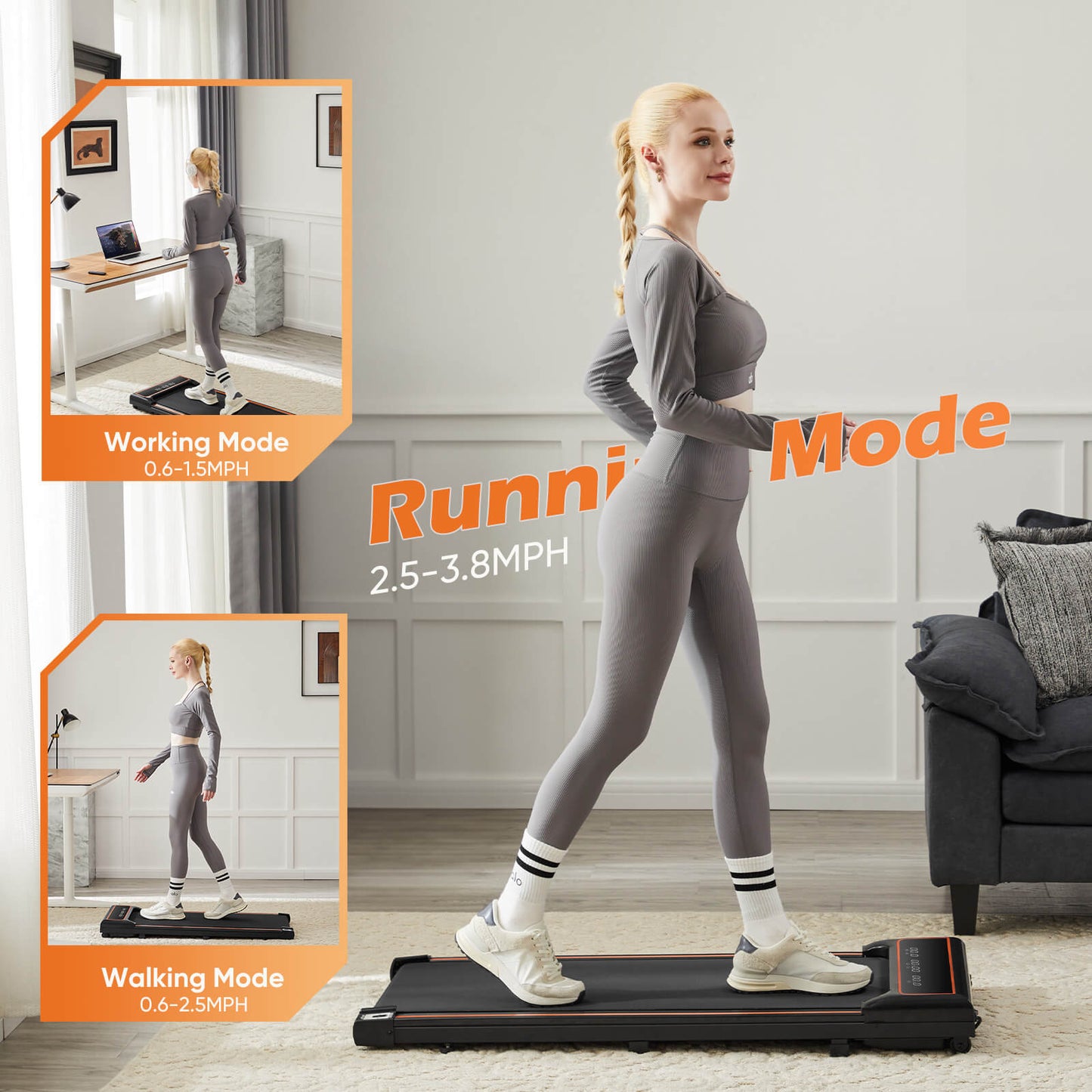 Walking mat treadmill for home and office fitness