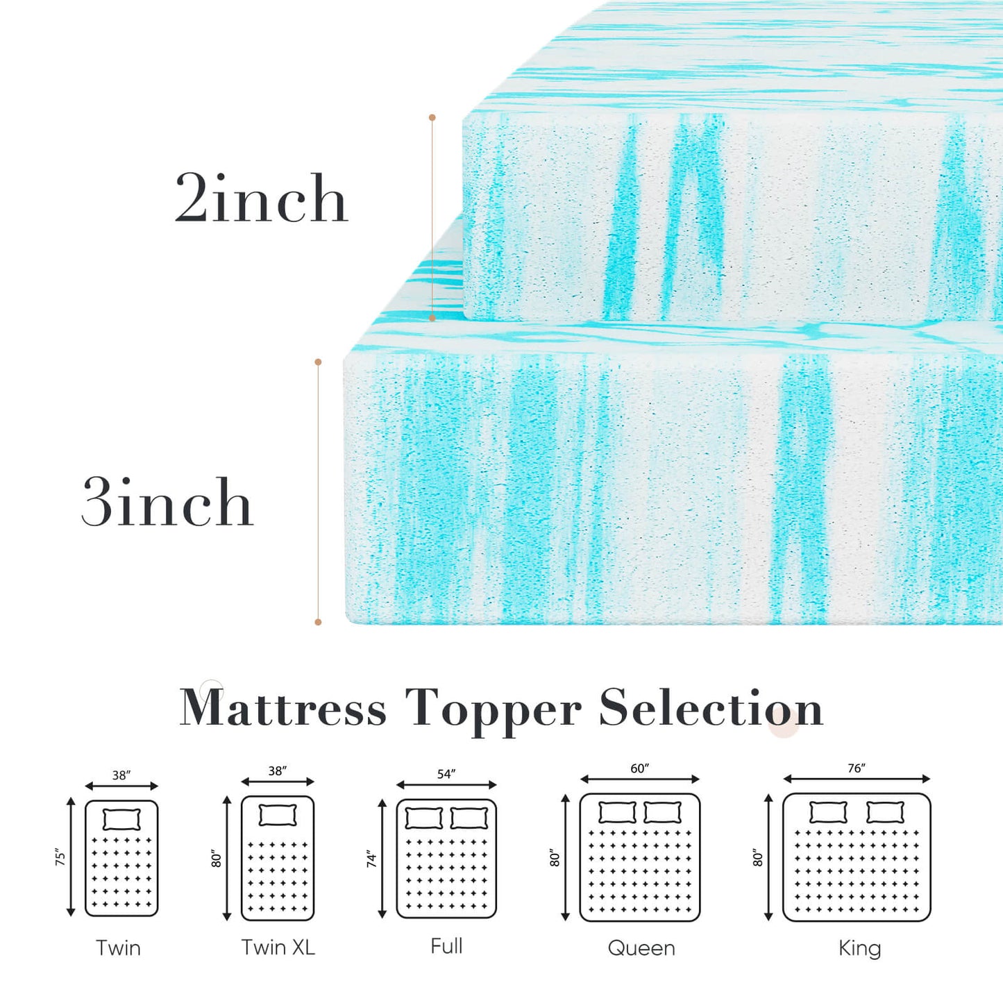 Gel Memory Foam Mattress Topper with Cooling Technology