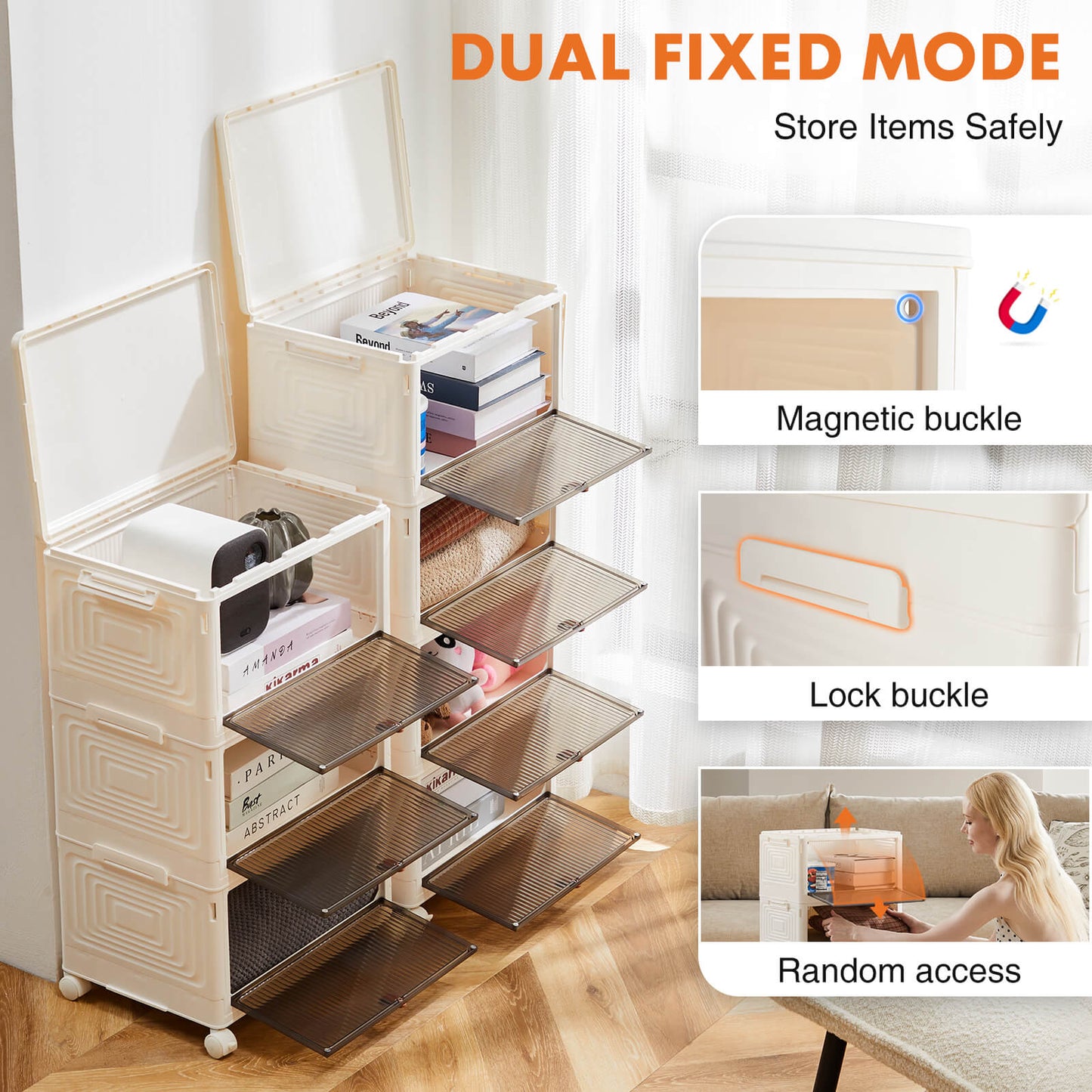 Foldable Organizers, Storage with Lockable Wheels