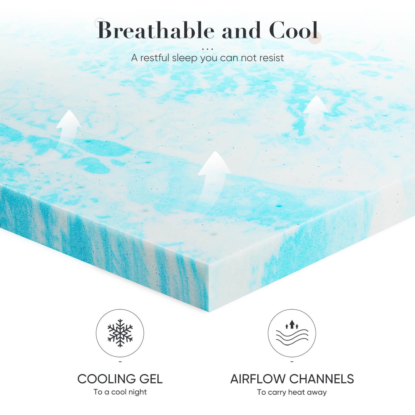 Gel Memory Foam Mattress Topper with Cooling Technology