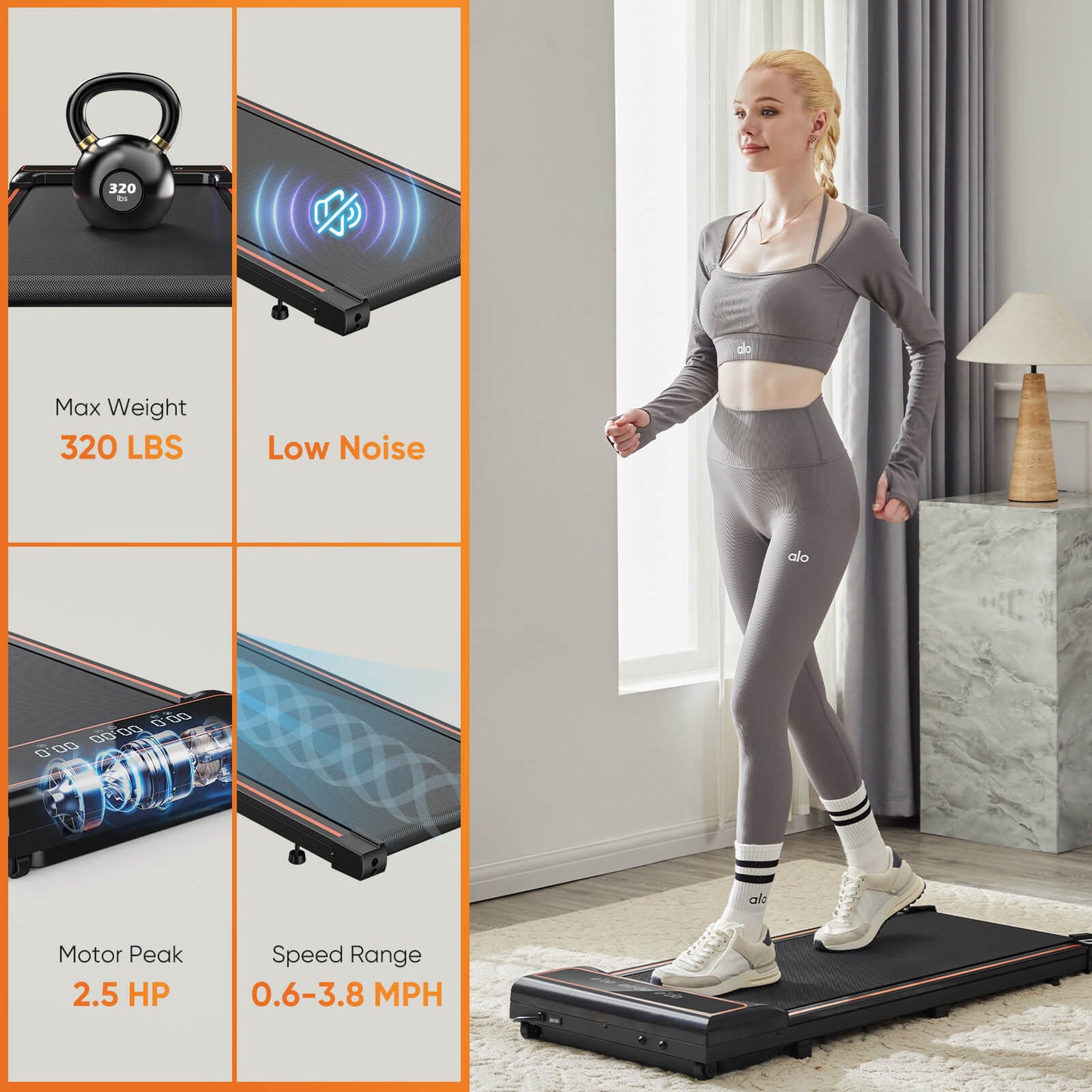 Walking mat treadmill for home and office fitness