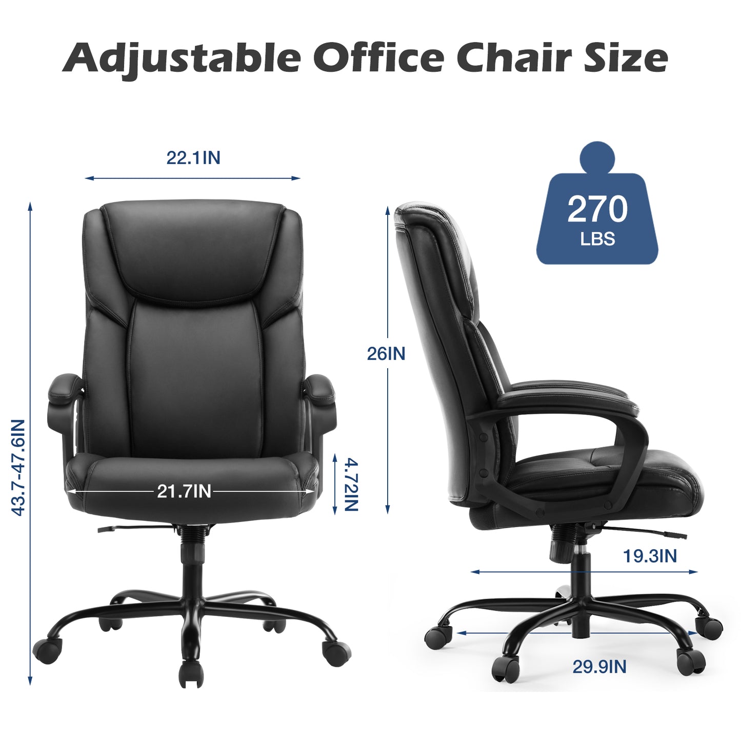 Executive Home Office Ergonomic Desk 360°Swivel Wheels