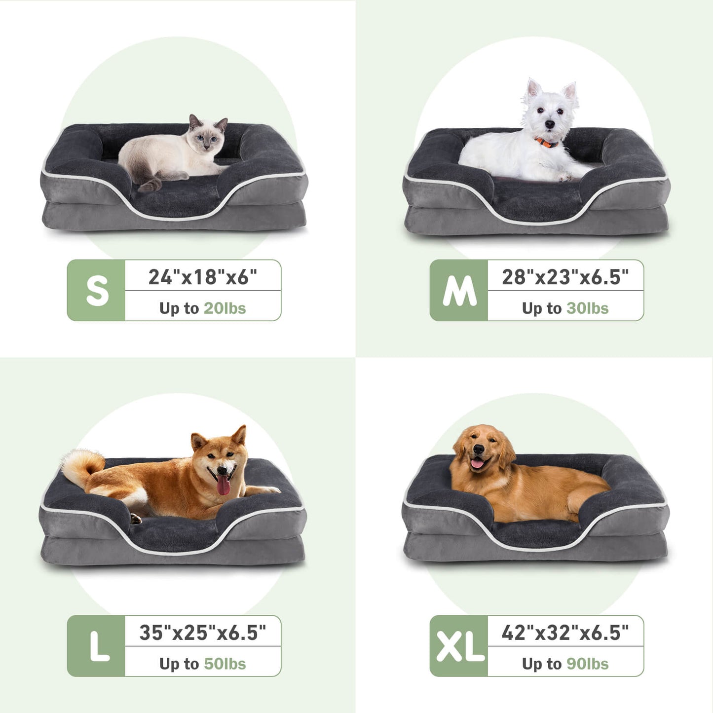 Rectangular dog bed, machine washable sleeper sofa with non-slip bottom Breathable and soft puppy bed for large, medium and small dogs