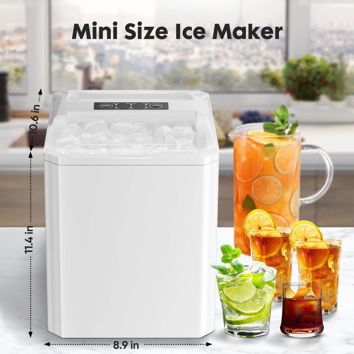 Countertop Ice Maker, Portable Ice Machine Self-Cleaning, 9 Cubes in 6 Mins, for Home Party Office