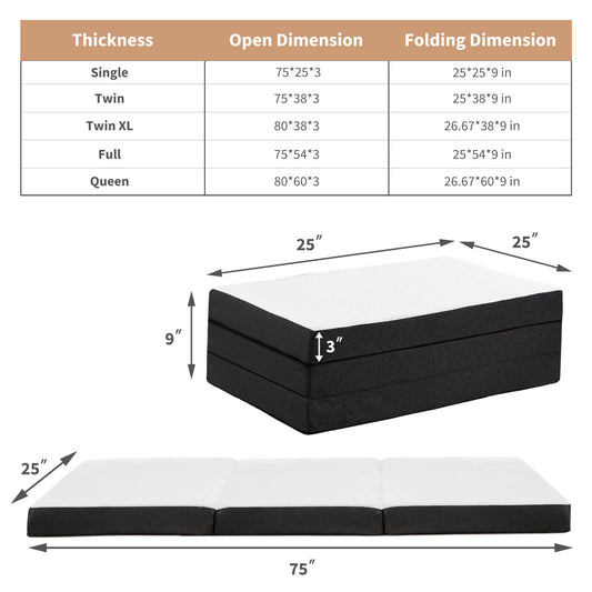 4-Inch Foldable Memory Foam Camping Mattress