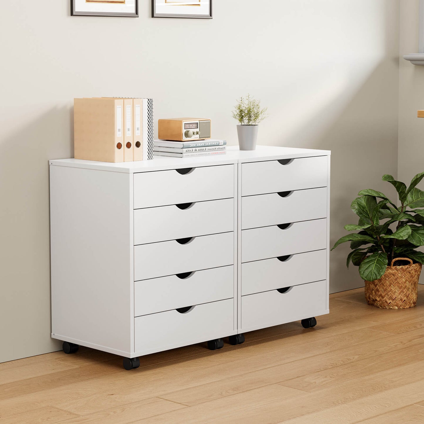 5 Drawer Chest of Drawers, Wooden Dresser, Removable Storage Cabinet, Can be placed under Desk, Suitable for Home, Office