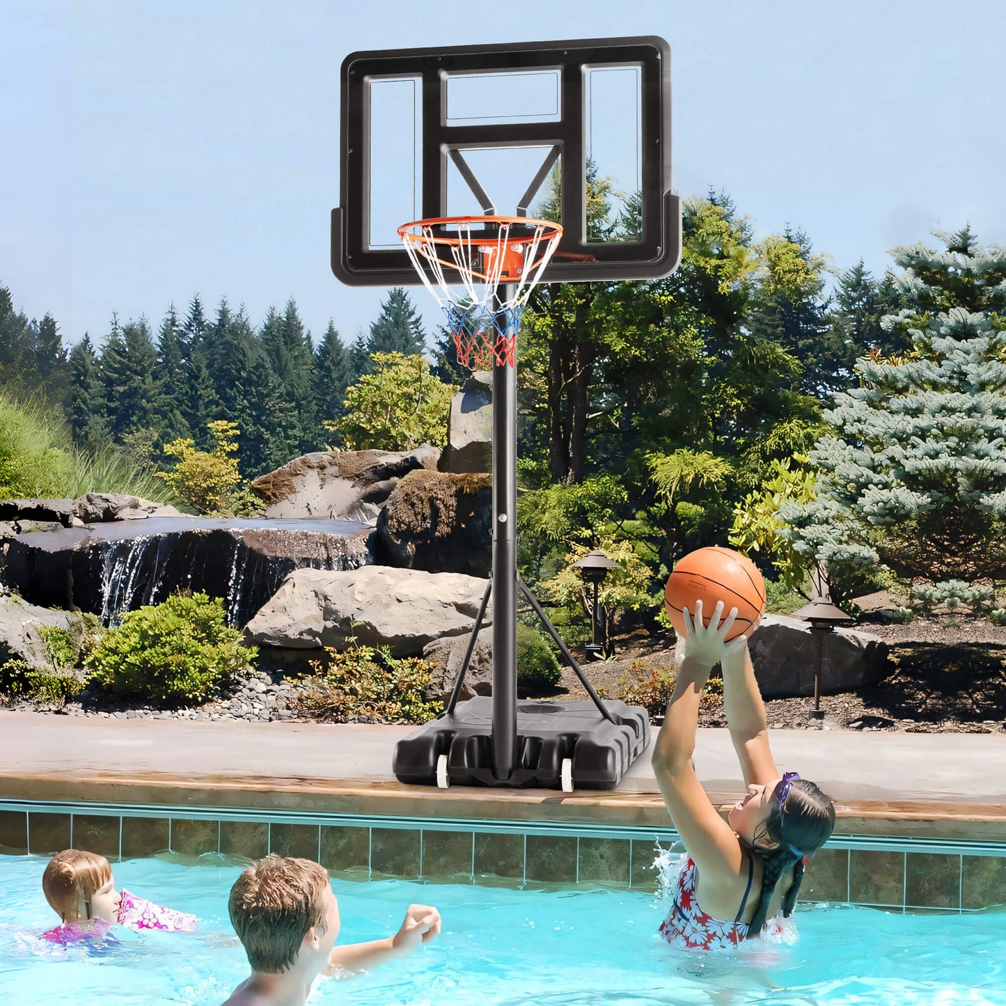 Portable Basketball Hoops - 4.2-10 ft Adjustable Height for Indoor, Outdoor, Swimming Pool, For Adults, Kids