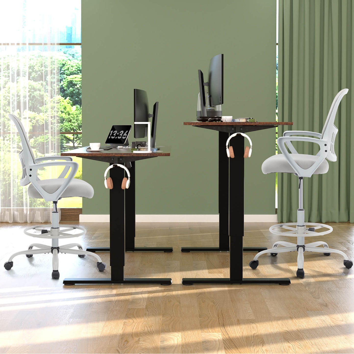 Tall Office Chair for Standing Desk with Adjustable Foot Ring,Counter Height Office Chairs