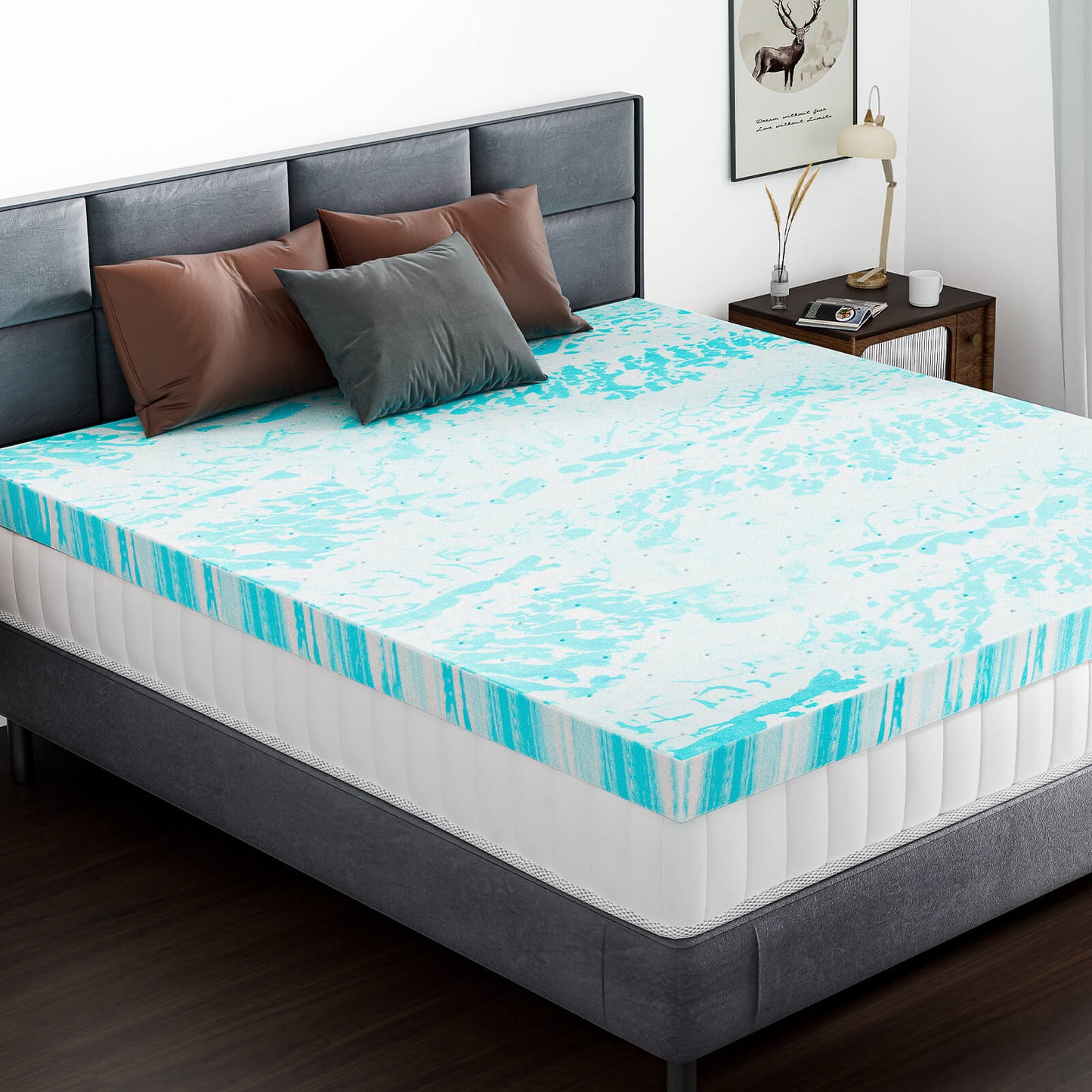 Gel Memory Foam Mattress Topper with Cooling Technology