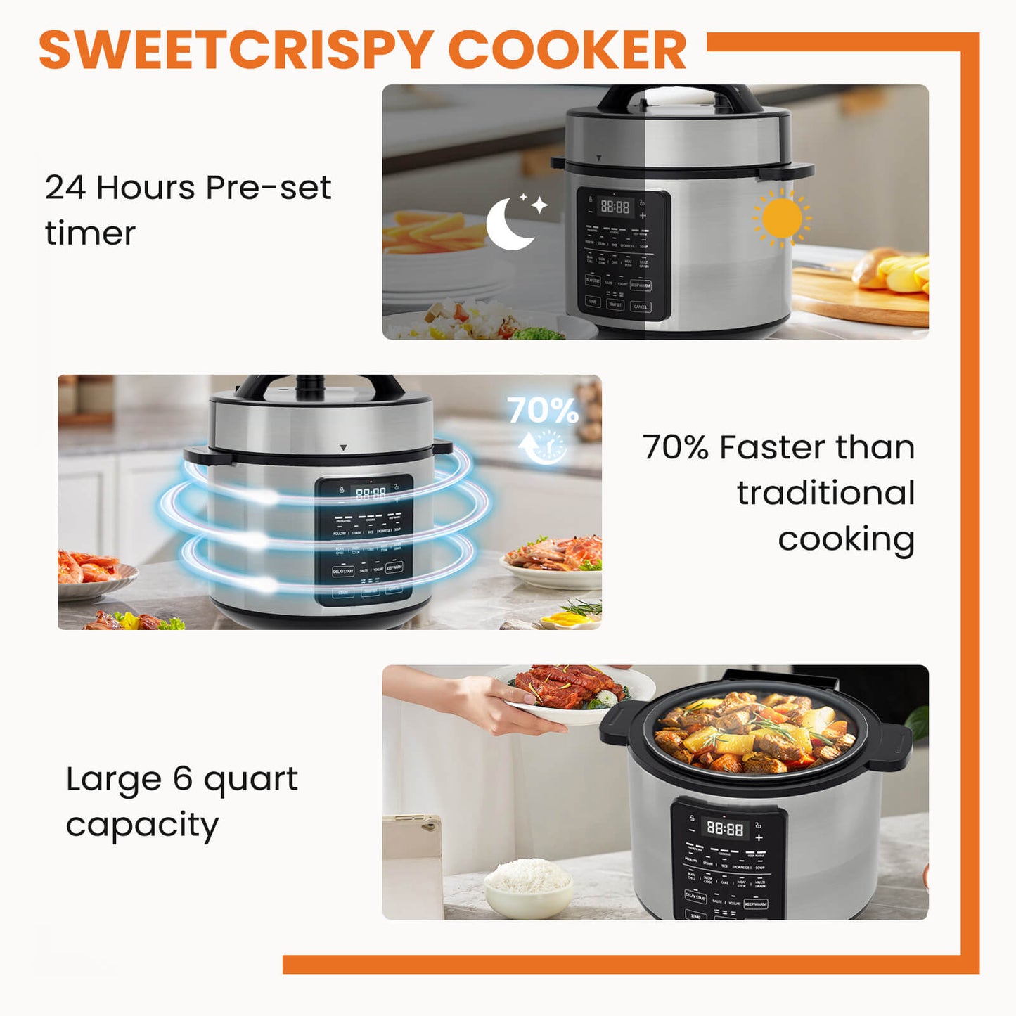 6 QT Electric Pressure Canner 12-in-1 Multi Cooker