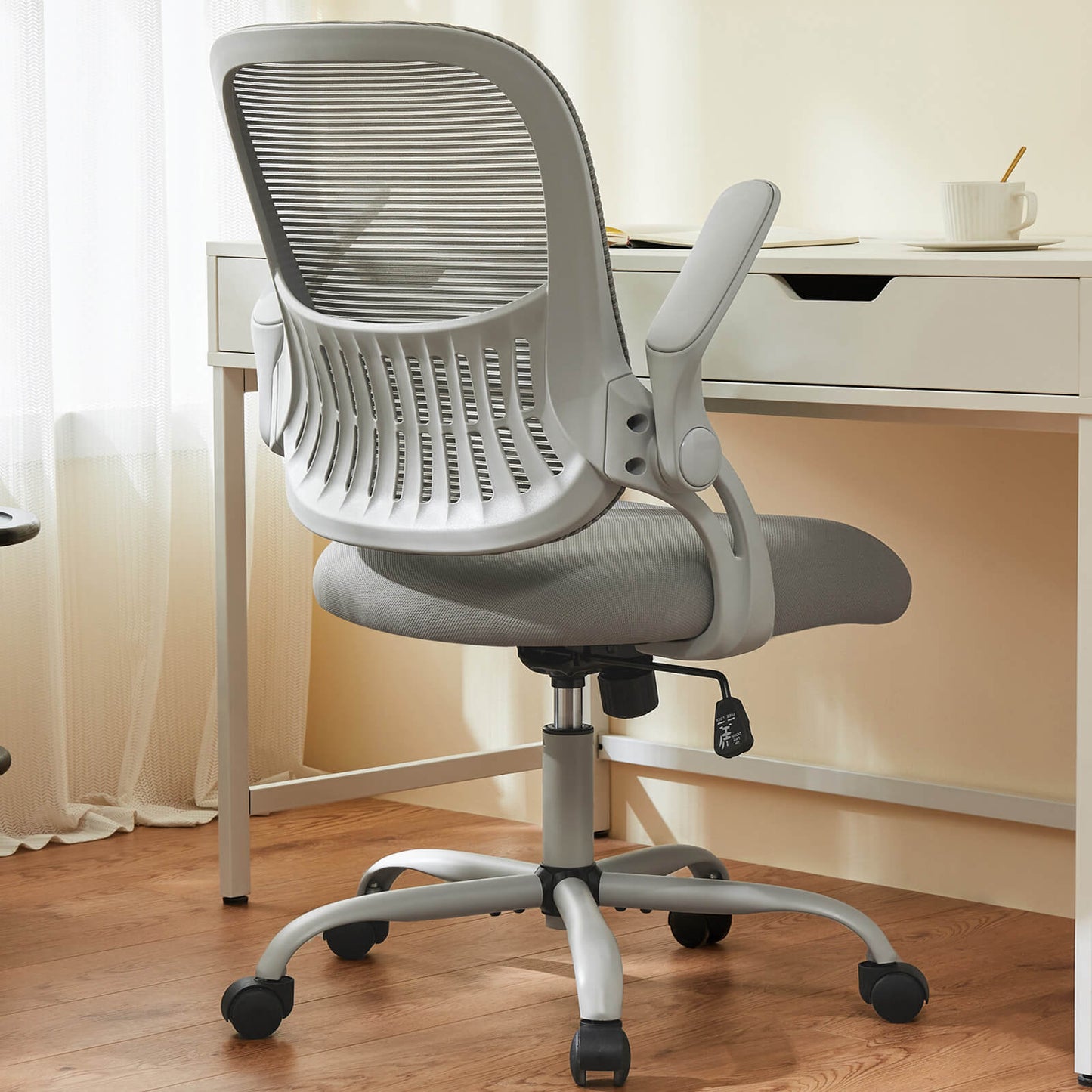 Office Computer Desk Chair-Ergonomic Chair with Wheels, Comfortable Lumbar Support, Comfy Flip-up Arms for Home, Office