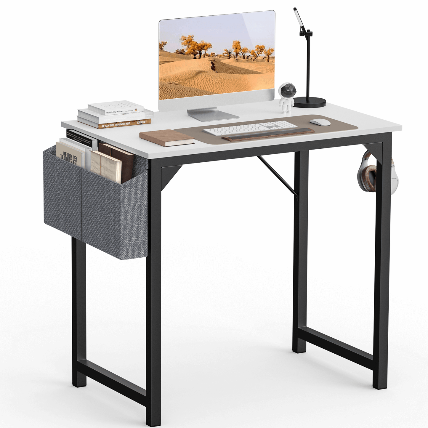 Computer Desk - 32/40/47/55/63 inch Student Kids Study Wooden Desk with Headphone Hook and Storage Bag for Bedroom, Living Room, Study Room