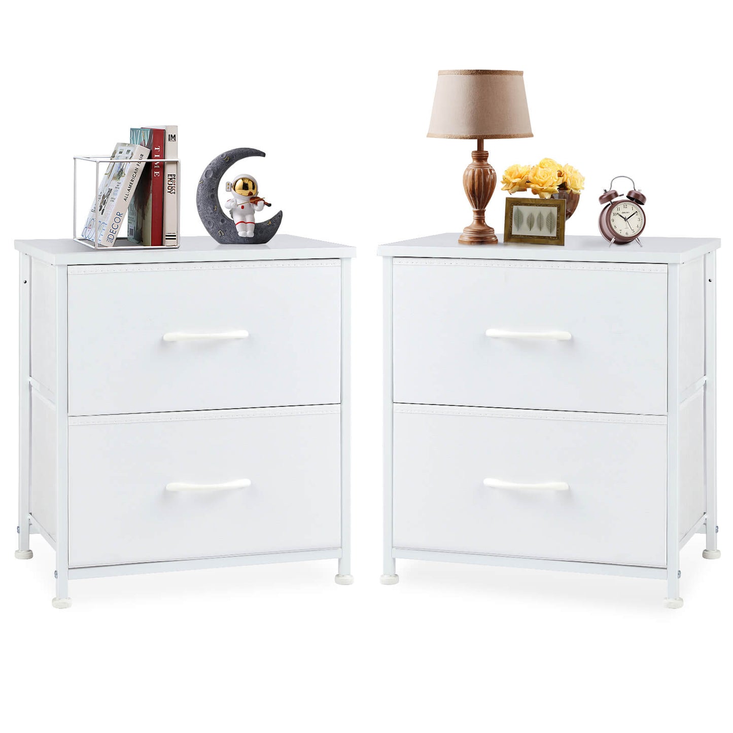 2 Piece Nightstand Set - 2 Storage Drawers, Bedside Furniture End Table, Suitable for Living Room, Bedroom, Closet