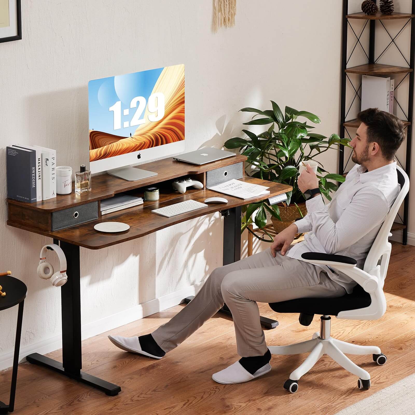 double-height-adjustable-electric-standing-desk#Color_Brown#Size_55 in