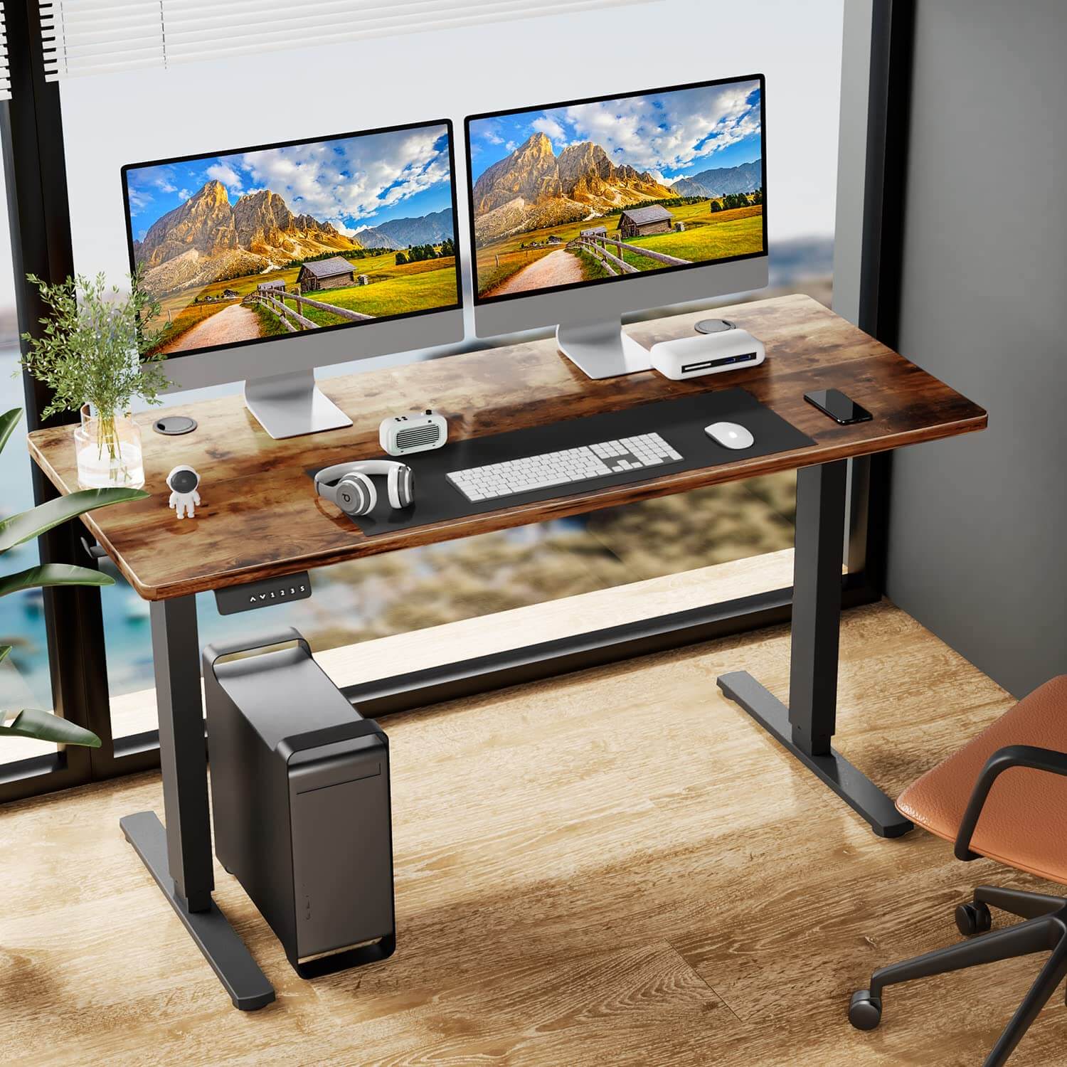 electric-adjustable-standing-desk#Color_Brown#Size_48'' x 24"